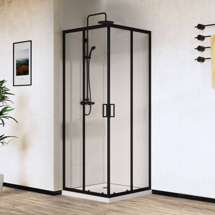 Душевой уголок Vincea City VSS-5CT8010CLB 1000x800, черный, стекло прозрачное