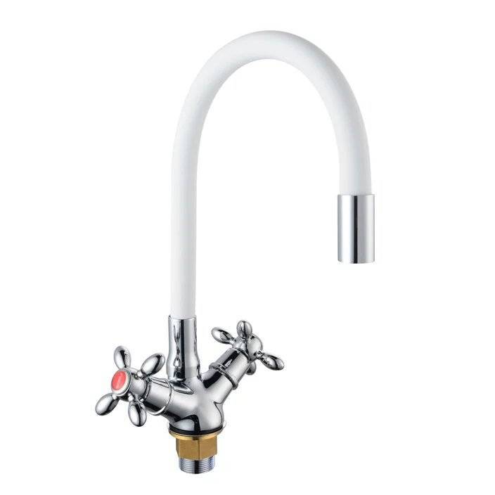 Смеситель для кухни BOOU BA5318-1F-E351A-B702 хром, белый