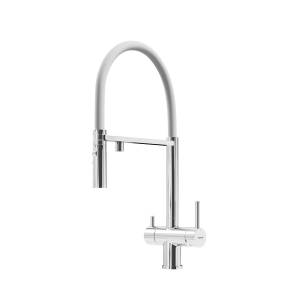 Смеситель для кухни Sancos Imola SC4010CHwh с возможностью подключения фильтра для воды, хром с белым изливом