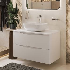 Тумба с раковиной BOND Cube T05805-S54450 белая матовая, 80 см