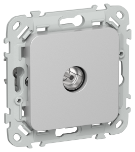 ТВ-розетка проходная тип M IEK Flite FI-A13-P-K47 алюминий