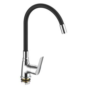Смеситель для кухни Voda Spring SG519B с гибким изливом, хром, черный