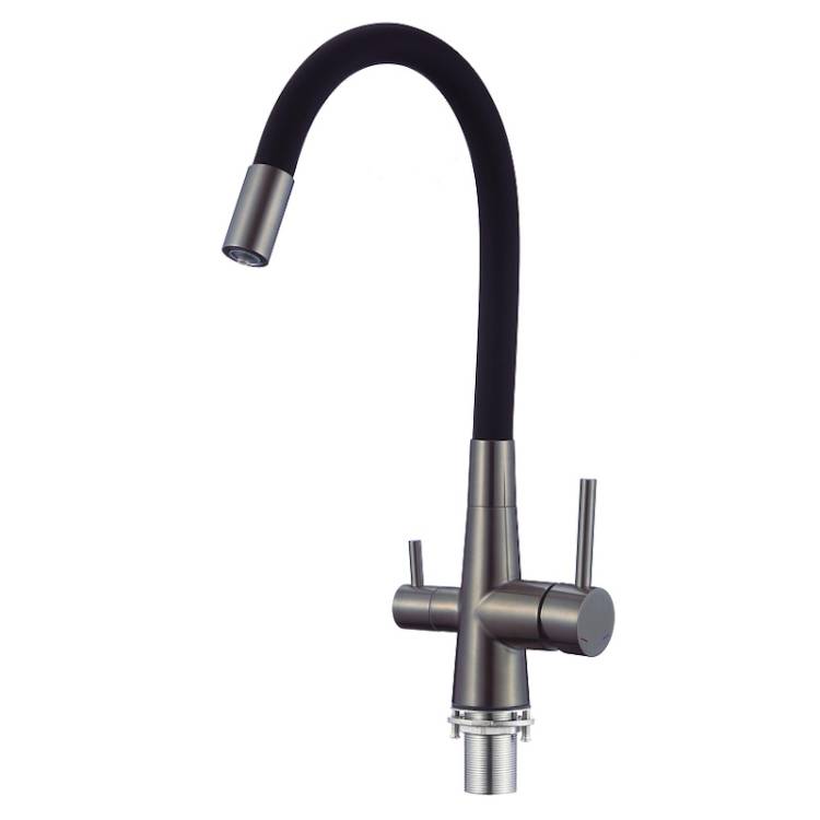 Смеситель для кухни Esko Coral CL03GMB с подключением к фильтру, черный, графит