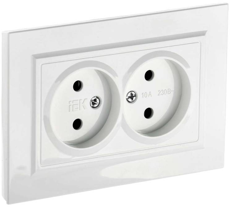 Розетка 2-местная IEK Brite BR-R20-10-K01-F белый