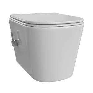 Унитаз подвесной Taliente Correto CR25200+SMcromo безободковый, с микролифтом, белый