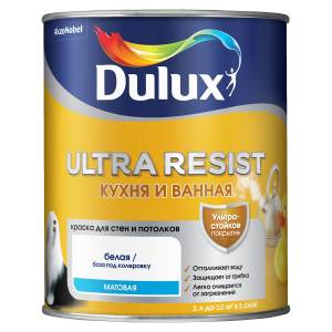 Краска латексная Dulux Ultra Resist Для Кухни и Ванной полуматовая база BC 0.9 л