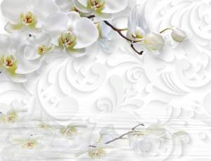 3D Фотообои Artegrafico «Орхидеи с романтичным узором» GM-087 песок