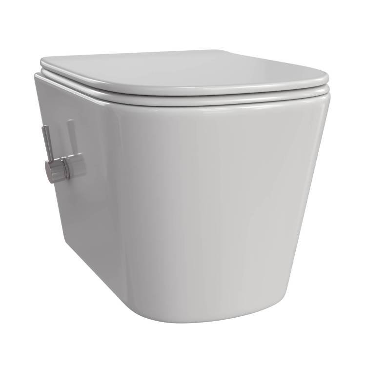 Унитаз подвесной Taliente Correto CR25200+SMcromo безободковый, с микролифтом, белый