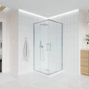 Душевой уголок Veconi Evo 300 CH профиль хром, стекло прозрачное, 80x80x195