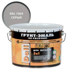 Грунт-эмаль по ржавчине 3 в 1 гладкая алкидная Dali RAL 7004 серый 10 л