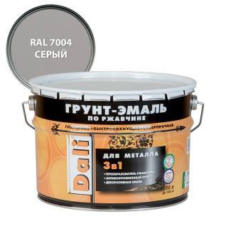 Грунт-эмаль по ржавчине 3 в 1 гладкая алкидная Dali RAL 7004 серый 10 л