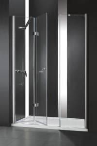 Душевая дверь в нишу Cezares ELENA-W-BS-13-60+50/50-C-Cr профиль хром, стекло прозрачное, 160x195