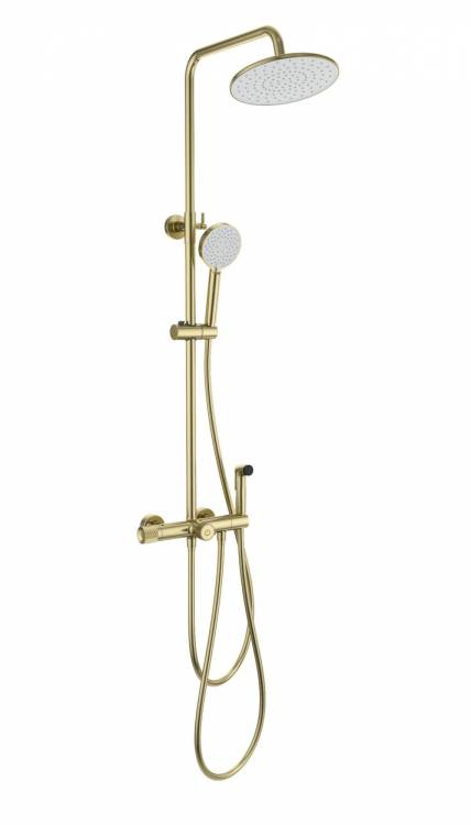 Душевая стойка Wonzon & Woghand WW-B3097-A-BG с гигиеническим душем и термостатом, золото