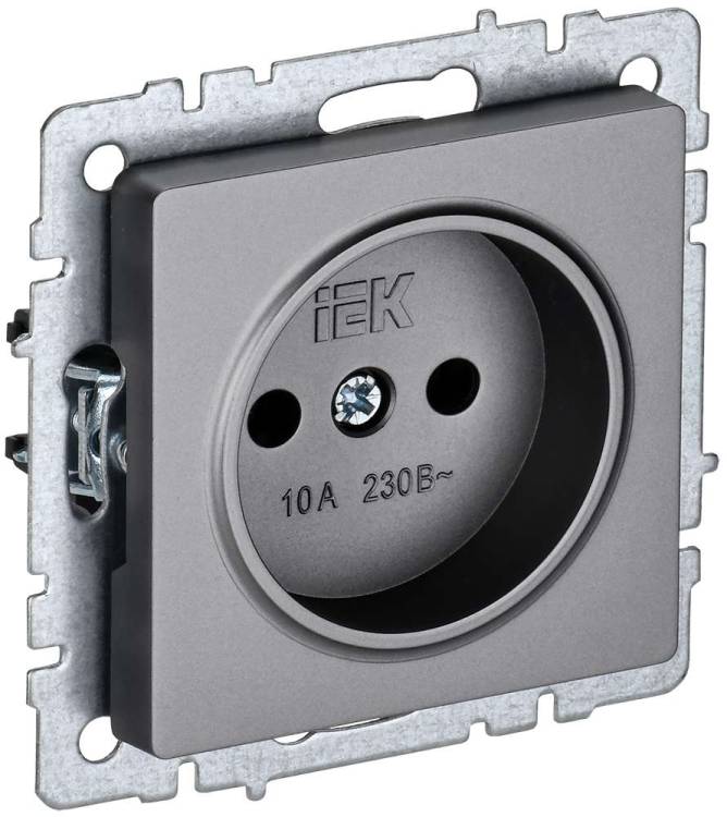 Розетка 1-местная IEK Brite BR-R10-10-K46 сталь