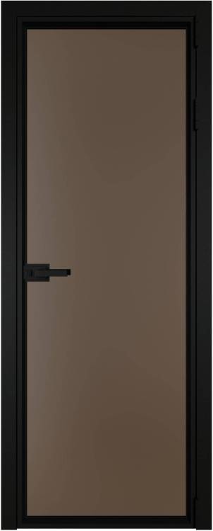 Межкомнатная дверь Profil Doors 1 AV цвет профиля Черный, стекло безопасное 6 мм монохром гляссе 700x2000