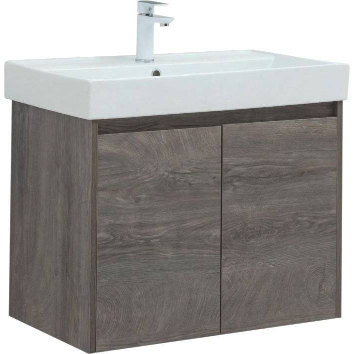 Тумба с раковиной Aquanet Nova Lite 75 дуб рошелье, с дверками