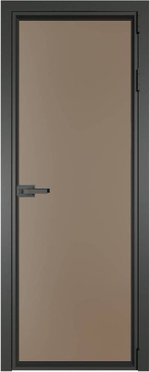 Межкомнатная дверь Profil Doors 1 AV цвет профиля Серая ночь, стекло безопасное 6 мм монохром капучино 700x2000