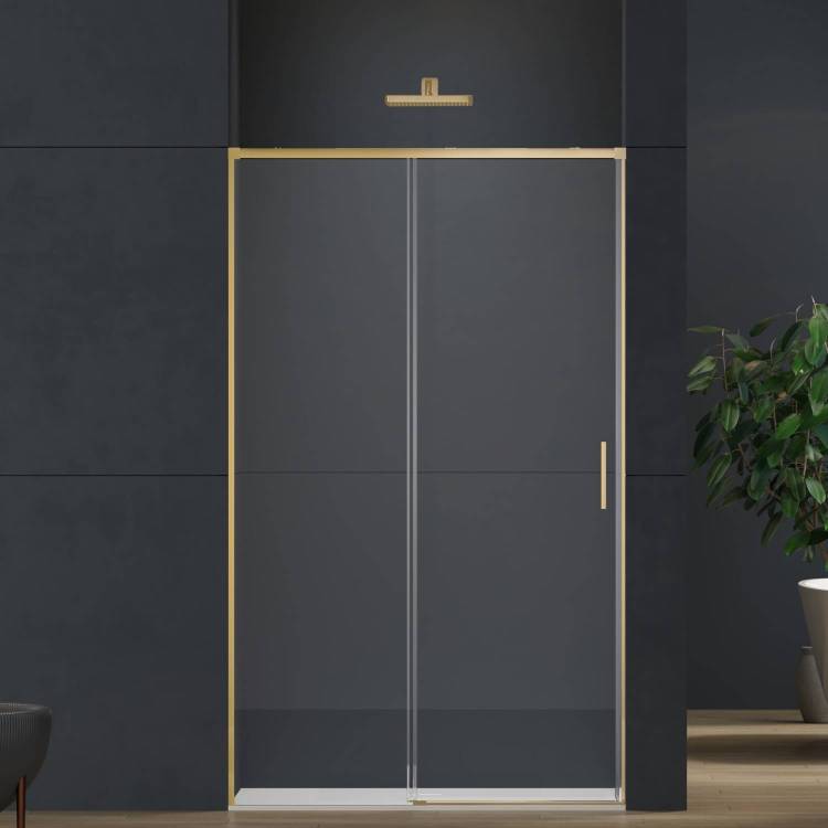 Душевая дверь в нишу Vincea Soft 2 (Софт 2) VDS-3SO2120CLG профиль брашированное золото, стекло прозрачное, 120x200