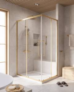 Душевой уголок Cezares Relax RELAX-304-AH-2-120/90-C-BORO профиль брашированное золото, стекло прозрачное, 120x90x200