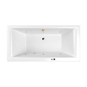 Акриловая ванна WHITECROSS Savia Duo с гидромассажем, форсунки золото, 170x80 