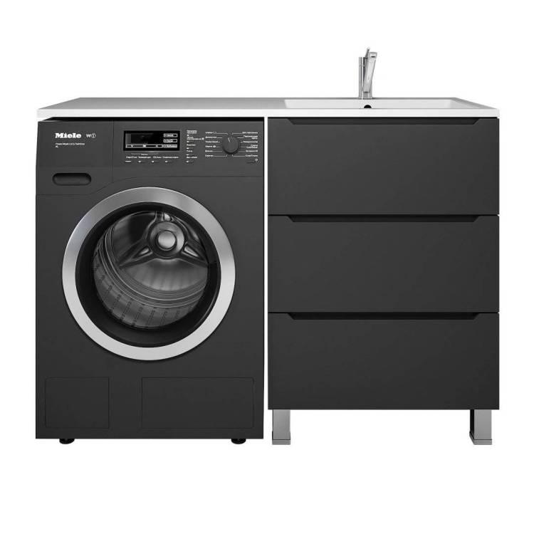 Тумба под раковину Uperwood Tanos TTanosVMF60B3 под стиральную машину, напольная, 3 ящика, черная, 60 см
