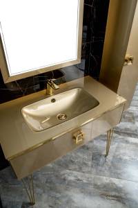 Раковина-столешница Armadi Art Lucido 852-100-Light Gold стекло 100см моноблок светлое золото