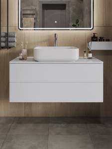 Тумба с раковиной Orange Отто Ot-100TuMDF+B05-500W белая глянцевая, 100 см