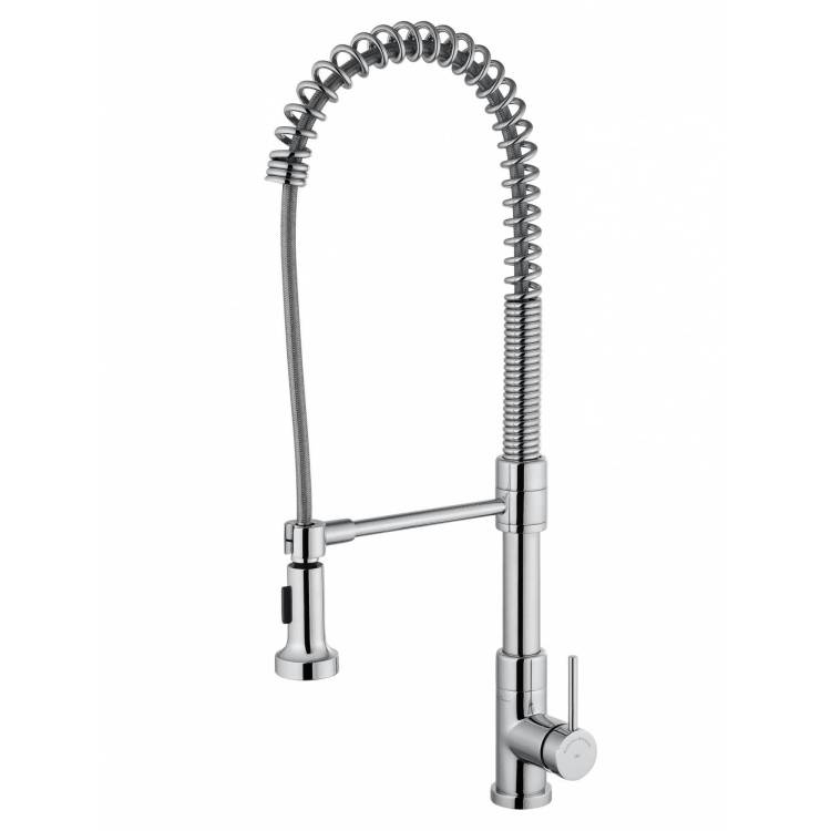 Смеситель для кухни Wonzon & Woghand WW-422903-CR высокий, с выдвижным изливом, хром