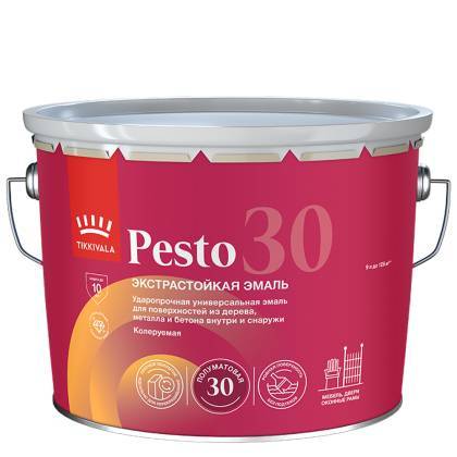 Эмаль универсальная Tikkivala Pesto 30 полуматовая база A 9 л