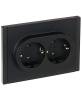 Розетка 2-местная с заземлением IEK Forte&Piano FP-R21-16-1-K02 черный
