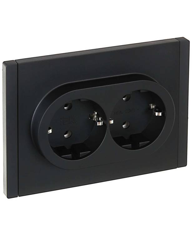 Розетка 2-местная с заземлением IEK Forte&Piano FP-R21-16-1-K02 черный