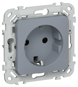 Розетка 1-местная с заземлением и шторками IEK Flite FI-R14-16-1-K35 маренго