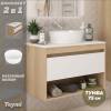 Тумба с раковиной Teymi Ritta подвесная, дуб, белый, 75 см, с раковиной Martta D36