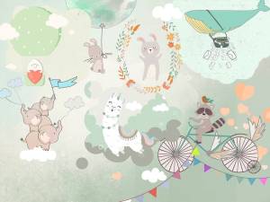 3D Фотообои Artegrafico «Танцы в облаках» KID-190 песок