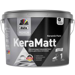 Краска для стен и потолков сверхпрочная Dufa Premium KeraMatt Keramik Paint глубокоматовая база 3 0.9 л