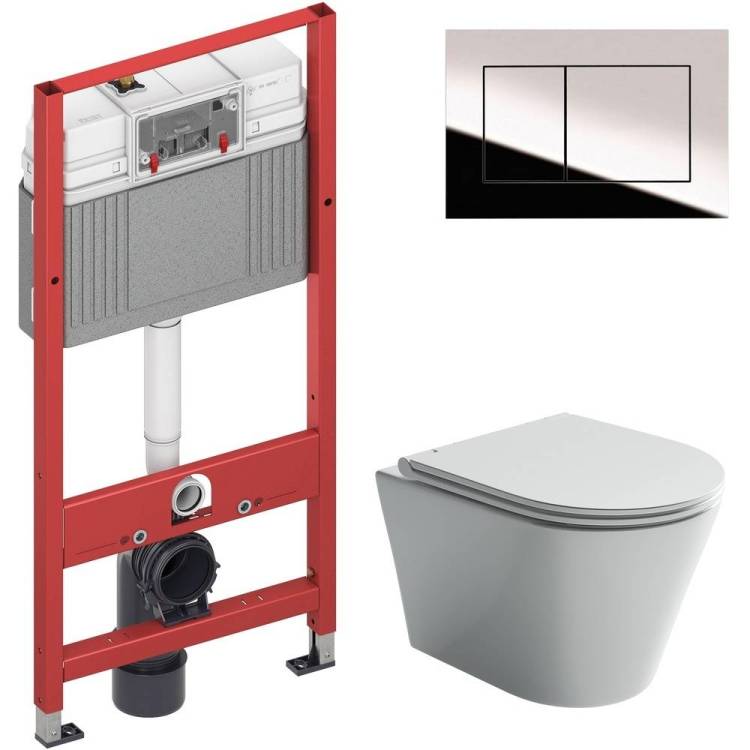 Комплект Унитаз подвесной Ceramica Nova Forma CN3011 + Инсталляция TECE Now 9400412 4 в 1 с кнопкой