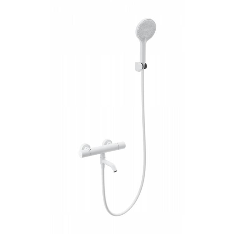 Смеситель для ванны Wonzon & Woghand WW-B3013-A1-MW термостатический, с душевым гарнитуром, белый матовый