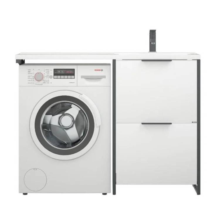Тумба с раковиной Corozo Гера 120 Z под стиральную машину, напольная, правая, белый