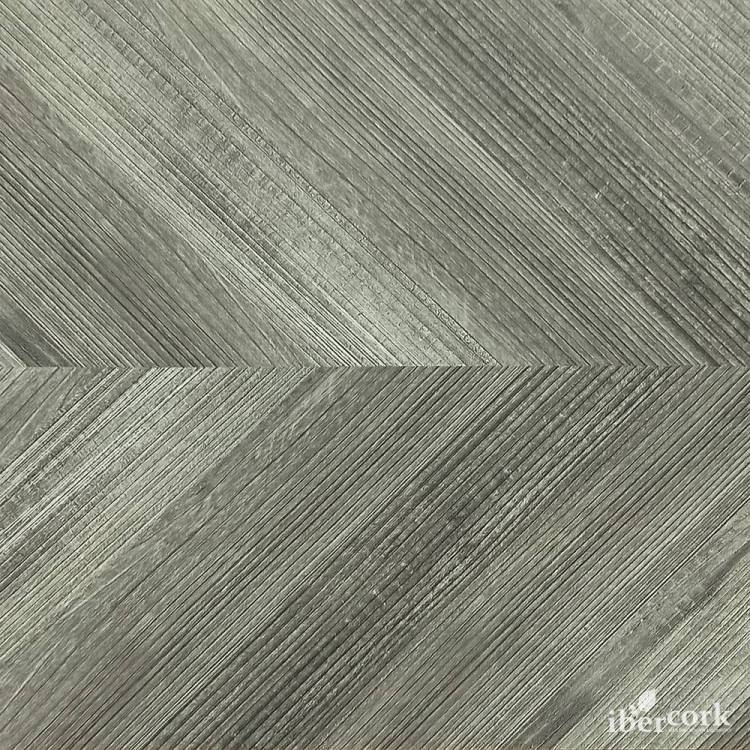 Пробковое покрытие IberCork Шеврон грис c HD печатью Замковое 910x300x10
