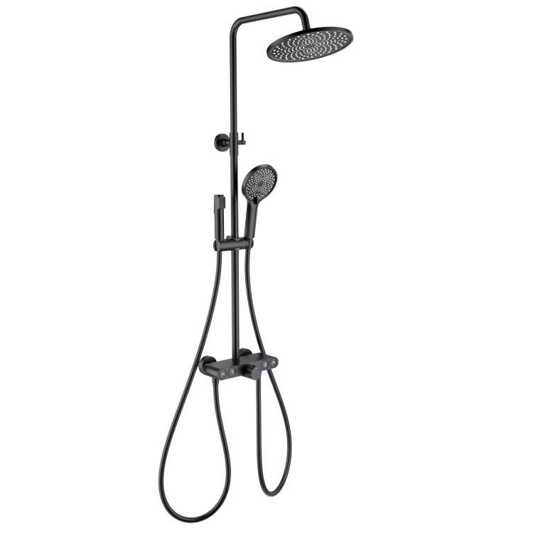 Душевая стойка Wonzon & Woghand WW-B4113-MB черная, с термостатом