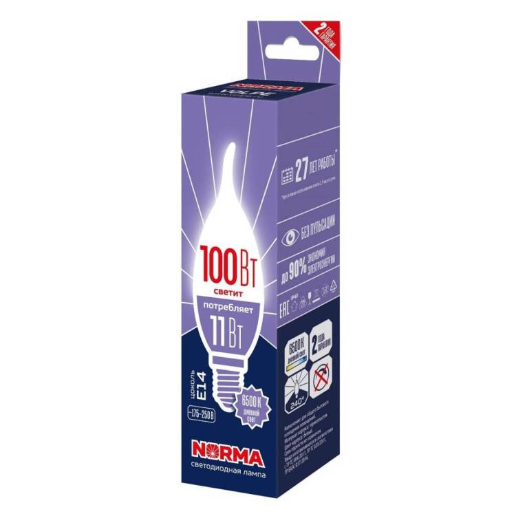 Светодиодная лампа Volpe Norma LED-CW37-11W/6500K/E14/FR/NR