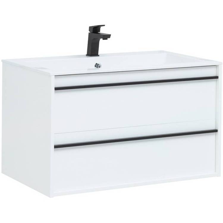 Тумба с раковиной Aquanet Lino 90 271949 подвесная, белый матовый