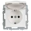 Розетка 1-местная с заземлением, шторками и крышкой IEK Brite BR-R16-16-K91 арктический белый фото 4