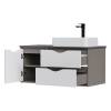 Тумба с раковиной Equil Smile 100 подвесная, раковина справа, белый, лен антрацит фото 2