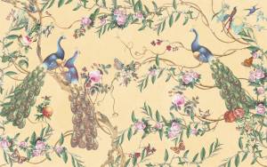 Фреска Ortograf Flora 31142 Paradise Peacocks beige Флора FLN