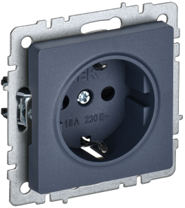 Розетка 1-местная с заземлением и шторками IEK Brite BR-R14-16-K35 маренго