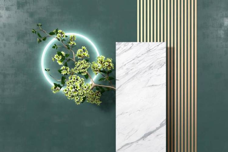 3D Фотообои Artegrafico «Цветущая ветка в неоновом свете» OP-006 канвас