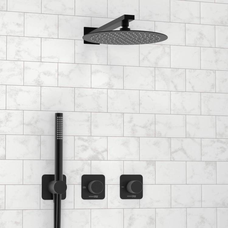 Душевой комплект Wasserkraft Fulda A5251.299.219.258.302.242.217 встраиваемый, с верхней душевой насадкой и лейкой, черный
