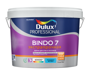 DULUX BINDO 7 краска для стен и потолков, износостойкая, матовая, белая, Баз BW (9л)
