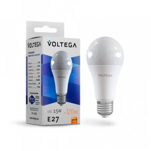 Лампа светодиодная Voltega Simple E27 15W 2800K матовая VG2-A60E27warm15W 7156